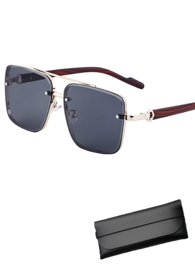 Men's Full Rim Square Sunglasses Metal Temples UV400 Protection for Driving & Outdoor - Image 3