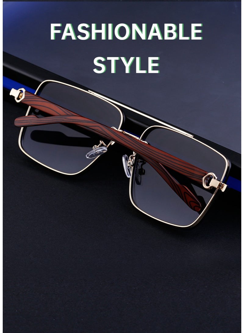 Men's Full Rim Square Sunglasses Metal Temples UV400 Protection for Driving & Outdoor - Image 2
