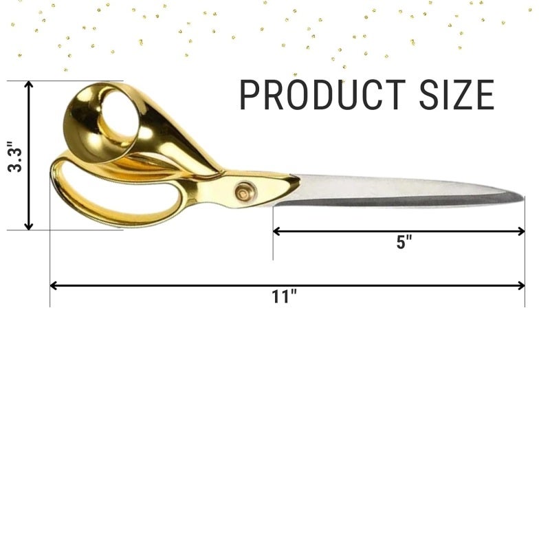 Ceremonial Shears 11-Inch Polished Golden Zinc Alloy Construction - Durable Corrosion-Resistant Sewing Scissors for Professional Tailors, Dressmakers and Ceremonial Events - Image 4