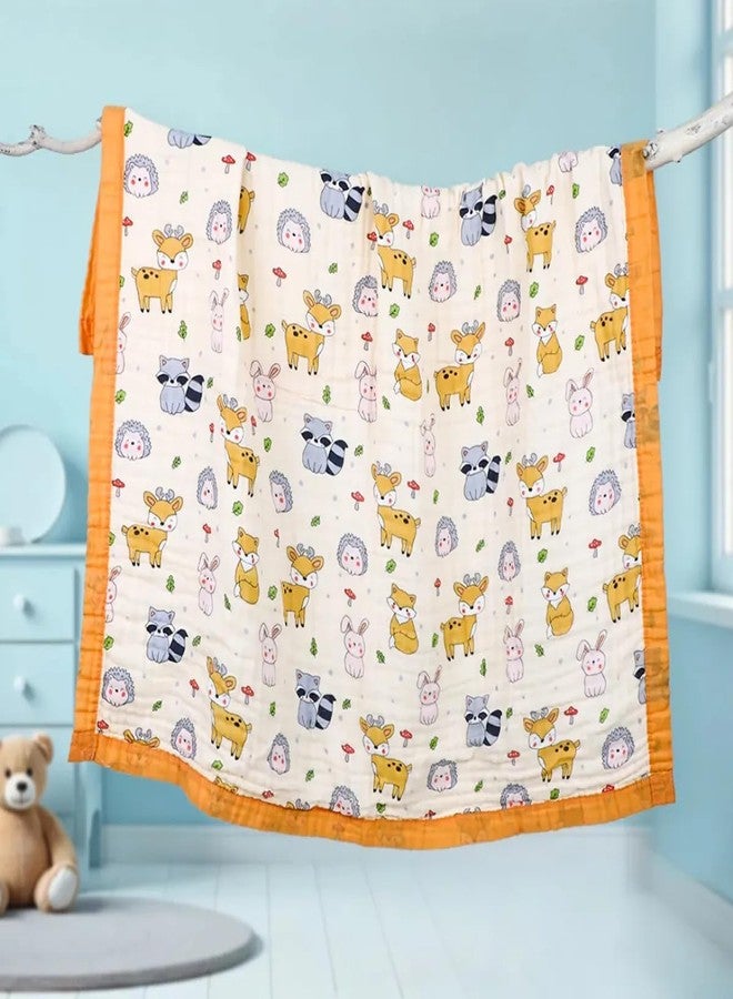 Tiny Treasures 100% Organic Cotton 6-Layer Muslin Baby Blanket (100x110 cm) is Super Soft, Breathable, Gentle on Baby's Skin. Perfect for Comfort, Warmth, Everyday use. Includes 1 Blanket (Multicolor) - Image 1