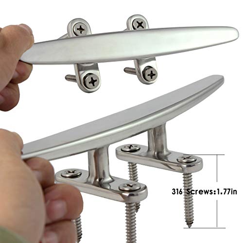 VEITHI Boat Cleats Dock Cleats 8 inch 316 Stainless Steel, Boat Dock Cleats Open Base Flat Top, Boat Cleat Marine Cleats with Hardware, Rope Cleat for Boat/Dock Tie Cleat/Deck/Nautical Decor (4 Pack) - Image 4