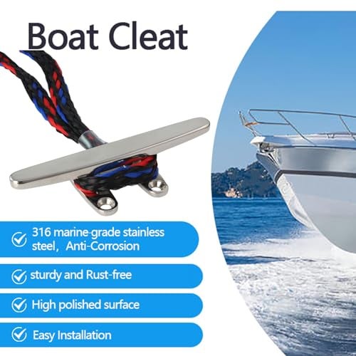 VEITHI Boat Cleats Dock Cleats 8 inch 316 Stainless Steel, Boat Dock Cleats Open Base Flat Top, Boat Cleat Marine Cleats with Hardware, Rope Cleat for Boat/Dock Tie Cleat/Deck/Nautical Decor (4 Pack) - Image 3