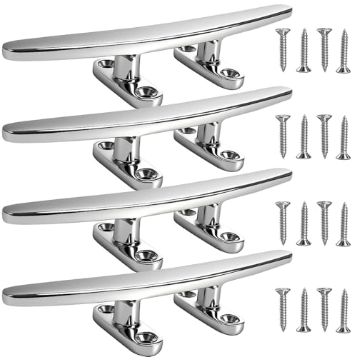 VEITHI Boat Cleats Dock Cleats 8 inch 316 Stainless Steel, Boat Dock Cleats Open Base Flat Top, Boat Cleat Marine Cleats with Hardware, Rope Cleat for Boat/Dock Tie Cleat/Deck/Nautical Decor (4 Pack) - Image 1