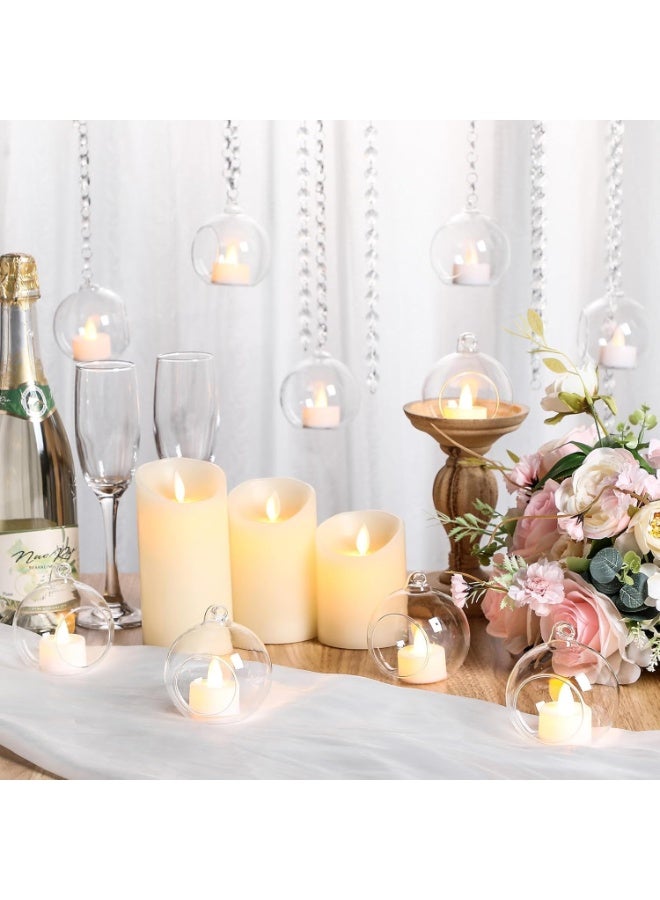 Mado Gallery Glass Hanging Globe Candle Holder Set – 12 Pcs Includes Tealight Candles & Crystal Line – Wedding, Party, Air Plant & Table Centerpiece Décor (12, 10cm) - Image 4