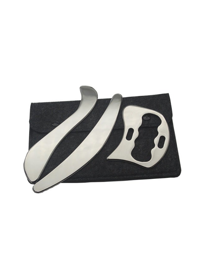 مجموعة أدوات غوا شا من الفولاذ المقاوم للصدأ 3 في 1 – أدوات تدليك عميق للأنسجة لتحريك الأنسجة الرخوة والعلاج الطبيعي – مجموعة أدوات مساج غوا شا - Image 1