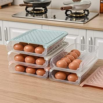 GNOLY GNOLY Egg Box Egg Tray for Fridge Egg Storage Container Single Layer Drawer Type Egg Storage Egg Carrier Egg Fresh Storage Box Container Egg Tray with Lid - Image 2
