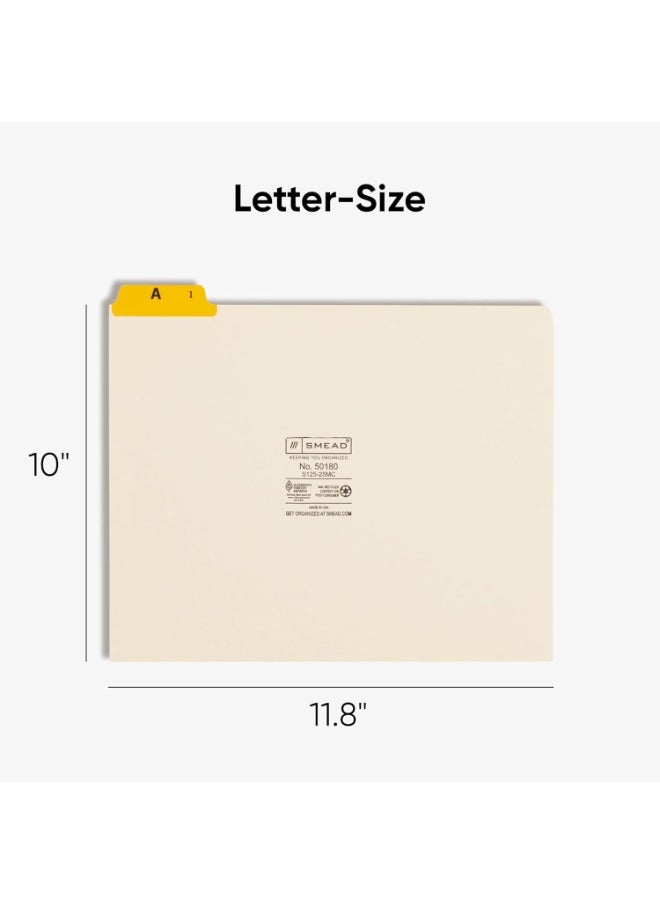 Smead Smead Top Tab File Guides, 25 Count, Manila, 1/5-Cut Tabs, Letter Size (50180)  - Image 2