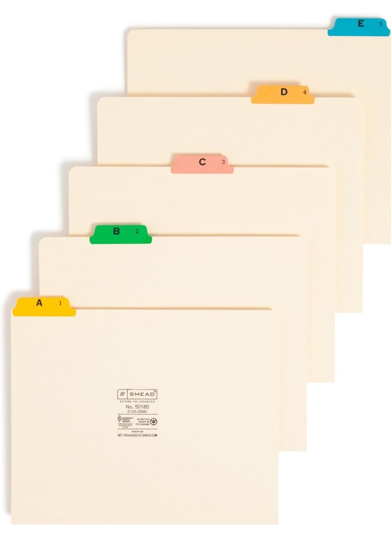 Smead Smead Top Tab File Guides, 25 Count, Manila, 1/5-Cut Tabs, Letter Size (50180)  - Image 1