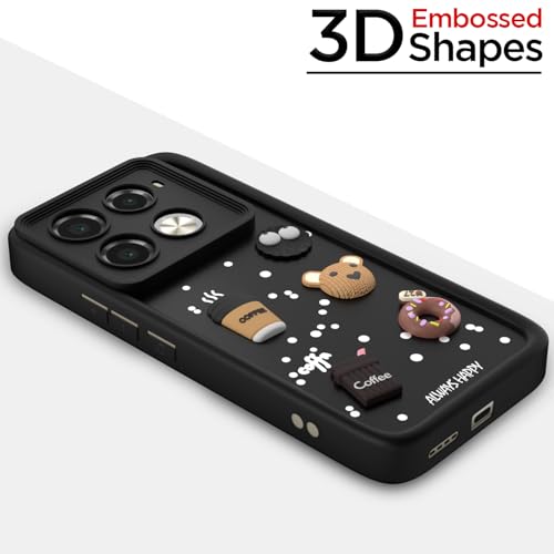 Pikkme Back Cover for Infinix Note 40 Pro 5G | Cute Fun Cartoon 3D Bear Silicone Full Body Protection Bumper Case (Black) - Image 3