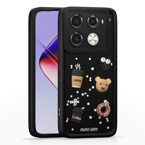 Pikkme Back Cover for Infinix Note 40 Pro 5G | Cute Fun Cartoon 3D Bear Silicone Full Body Protection Bumper Case (Black) - Image 1