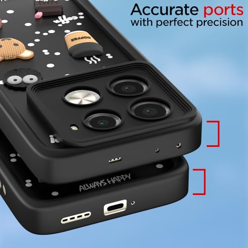 Pikkme Back Cover for Infinix Note 40 Pro 5G | Cute Fun Cartoon 3D Bear Silicone Full Body Protection Bumper Case (Black) - Image 4