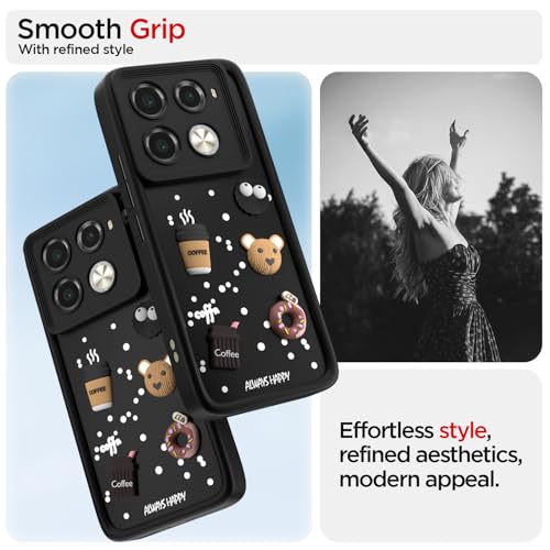 Pikkme Back Cover for Infinix Note 40 Pro 5G | Cute Fun Cartoon 3D Bear Silicone Full Body Protection Bumper Case (Black) - Image 2