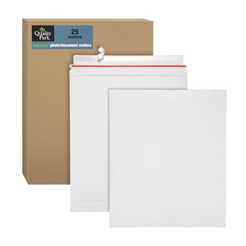 Quality Park 1234 x 15 Photo Document Mailer with Peel and Seal Self Seal Closure Extra Rigid 26 Pt White Fiberboard 25 per Box QUA64019