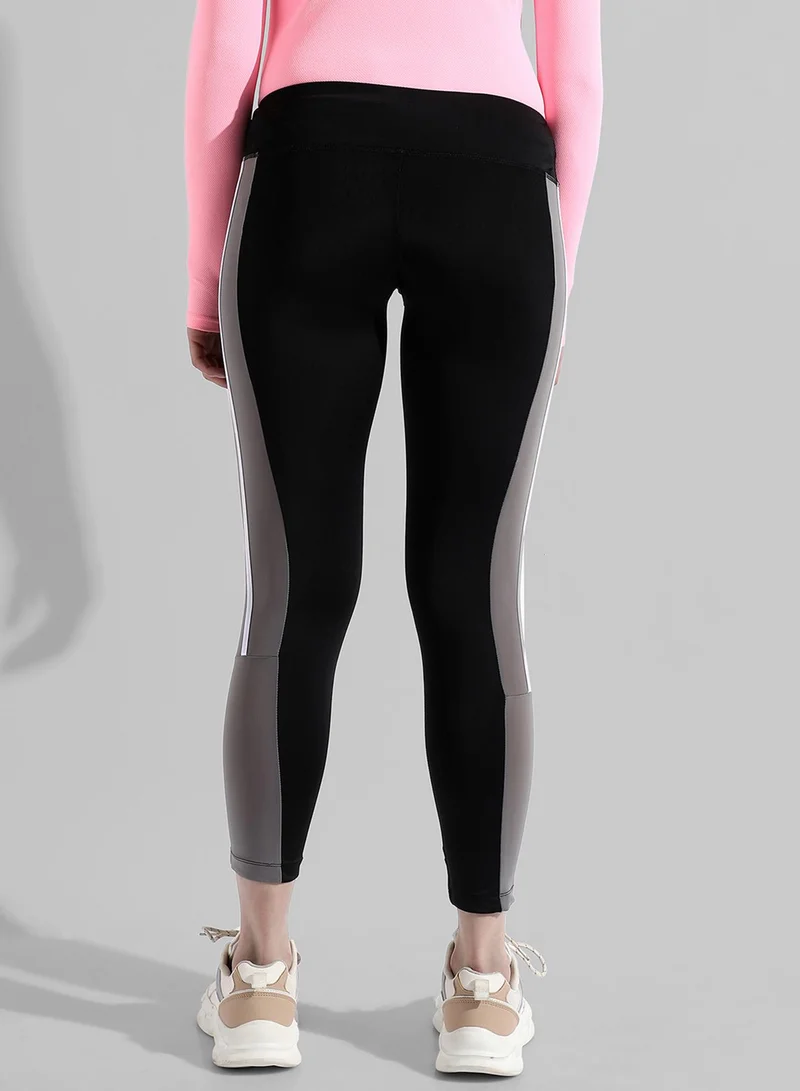 PINACOLADA PINACOLADA Women's Solid Black Slim Fit Yoga Pants For Casual Wear | Contrast Piping | Elasticated Waist | Yoga Pants Crafted With Comfort Fit & High Performance For Everyday Wear