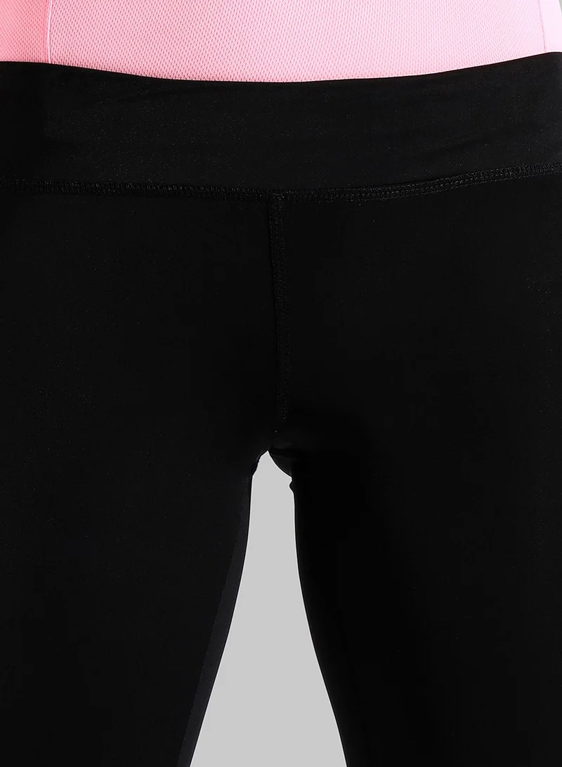 PINACOLADA PINACOLADA Women's Solid Black Slim Fit Yoga Pants For Casual Wear | Contrast Piping | Elasticated Waist | Yoga Pants Crafted With Comfort Fit & High Performance For Everyday Wear
