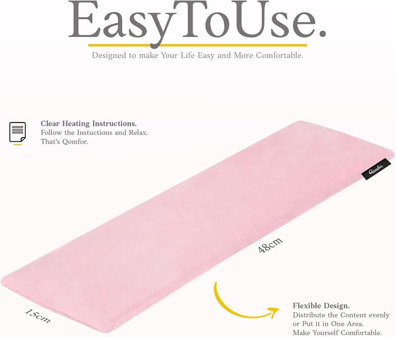 Qomfor Microwave Heating Pad - Large Heat Pack Microwavable - Heated Neck Wrap for Neck and Shoulders, Pain Relief - Reusable Lavender Heating Pad Microwavable - Pink - Image 3