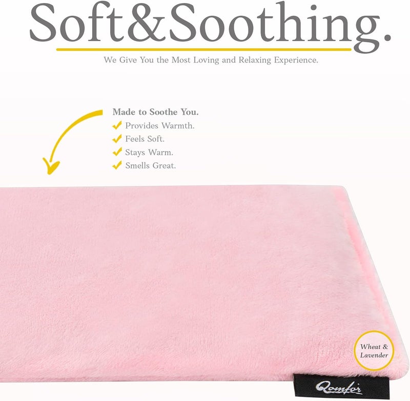 Qomfor Microwave Heating Pad - Large Heat Pack Microwavable - Heated Neck Wrap for Neck and Shoulders, Pain Relief - Reusable Lavender Heating Pad Microwavable - Pink - Image 2