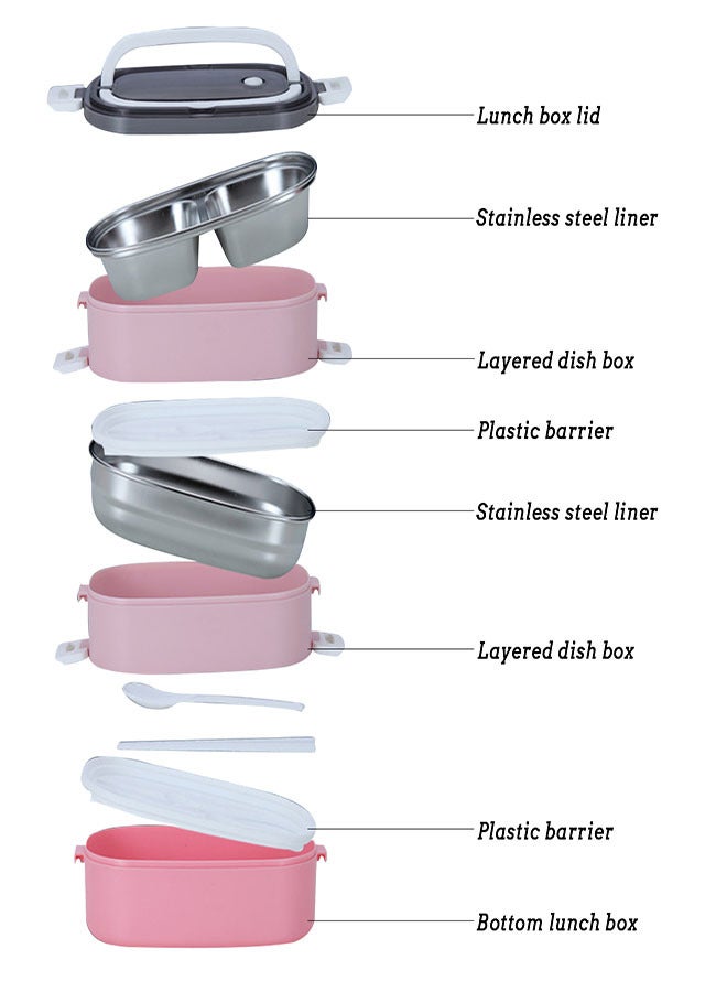 علبة غذاء عازلة من الفولاذ المقاوم للصدأ 304 من الفولاذ المقاوم للصدأ مع حقيبة عازلة 1900 مل - Image 2