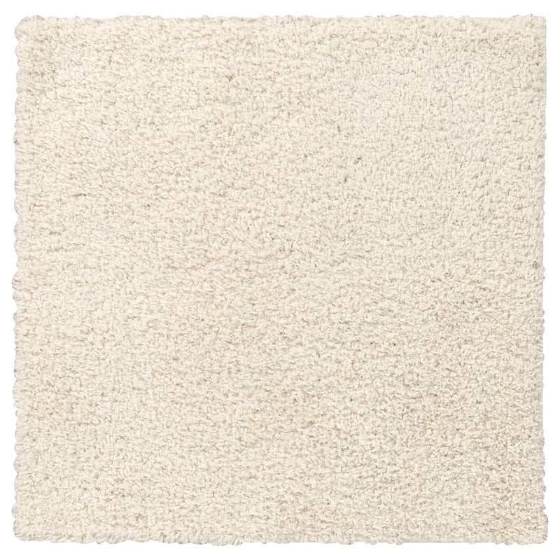Baitique High-Pile Shaggy Rug, Polypropylene, Off-White, 80x80 cm - Image 1