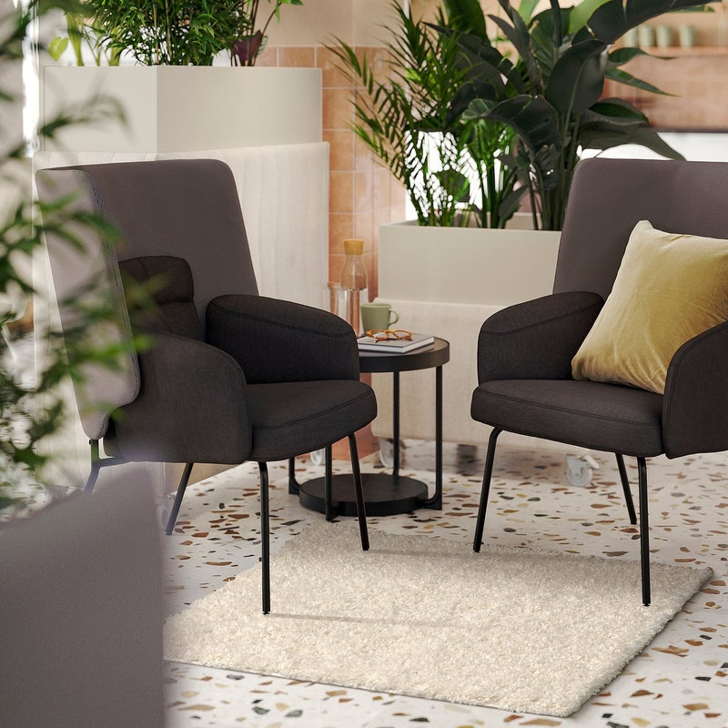 Baitique High-Pile Shaggy Rug, Polypropylene, Off-White, 80x80 cm - Image 2
