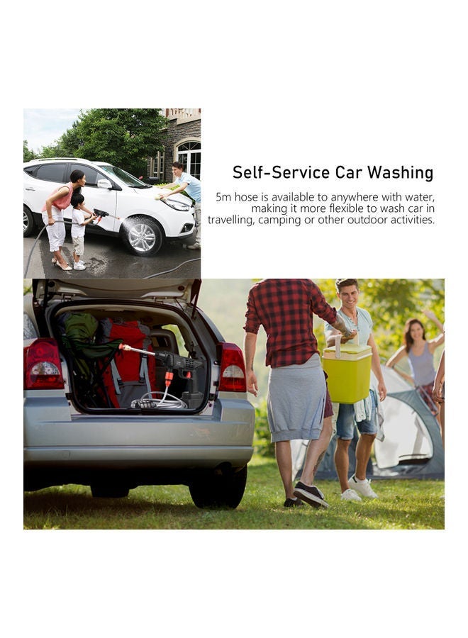 21V Portable Cordless Pressure Car Washer With Two Batteries Black/Silver/Orange - Image 4