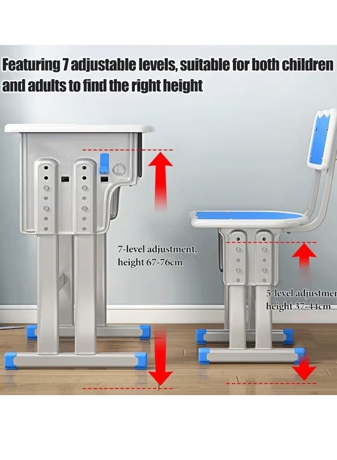 Aikenn Home Adjustable Height Kids Study Desk and Chair Set School Desks and Chairs with Pen Tray and Backpack Hook Multifunctional School Student Writing Desk Study Table with Storage The adjustable Thickened Steel Frosted Tabletop Rugged is Suitable for Children and Teenagers aged 3-18 Gifts for Boys and Girls Pink  - Image 3