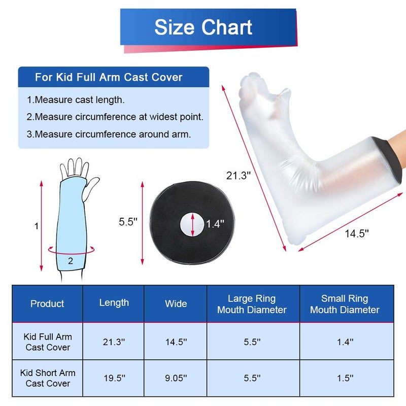 comfrt Cast Covers,Watertight Full Arm Cast Protector Reusable Sealed Cast Waterproof Bag to Keep Wound and Bandages Dry Fit The Finger Hand Wrist No Mark on Skin-Full Arm for Kids Shower - Image 5