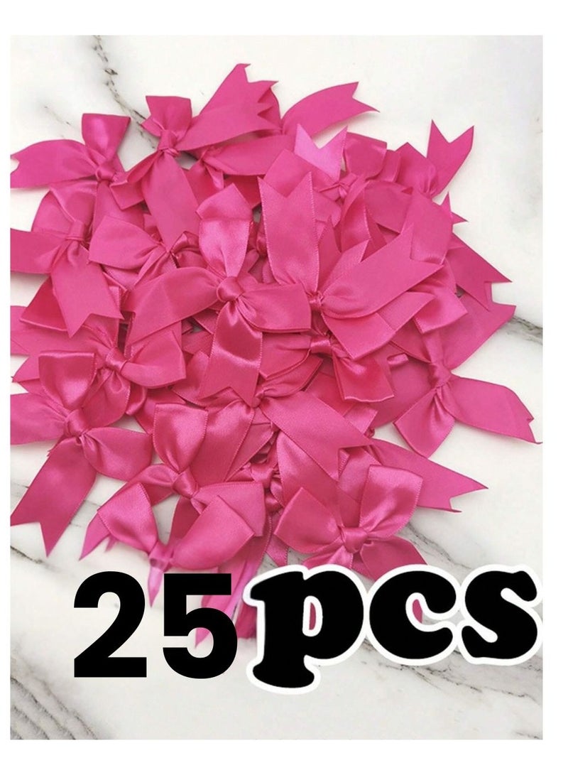 شريط فيونكة من الساتان الفوشي  لتزيين العلب و الهدايا وحفلات اعياد الميلاد 25 قطعة - Image 1