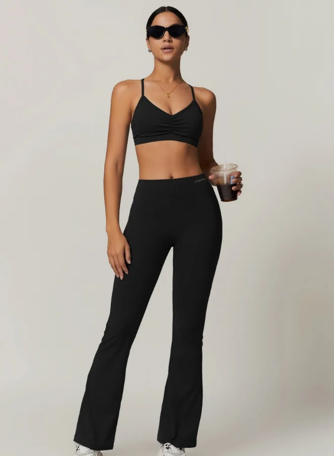 KAWN.YOGA Womens High Waist Contour Workout sport Flared Leggings Yoga Pants Tummy Control Running Pants