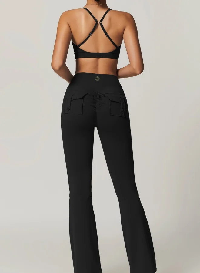 KAWN.YOGA Womens High Waist Contour Workout sport Flared Leggings Yoga Pants Tummy Control Running Pants