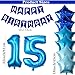DUFACAI 15th Birthday Decorations for Boys Blue 15th Happy Birthday Banner Fifteen Party Supplies Number 15 Balloons Fringe Curtain 15 Years Old Bday Party Supplies Kit for Him Her Girls Blue - Image 4
