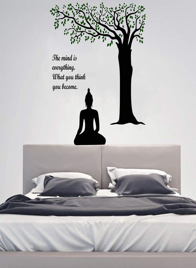 Asmi Collections Meditating God Buddha Under a Tree Motivational Quotes Wall Sticker - Image 2