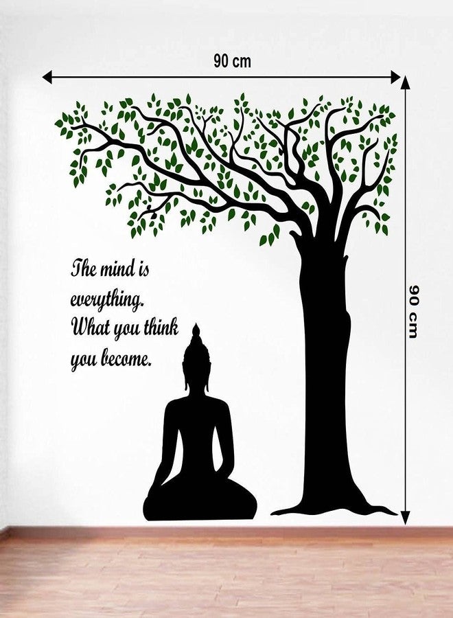 Asmi Collections Meditating God Buddha Under a Tree Motivational Quotes Wall Sticker - Image 3