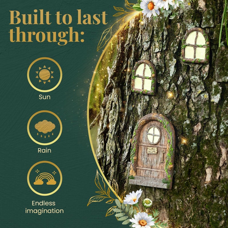 Tree Poetry Fairy Doors for Trees, Fairy Door, Fairy Garden, Fairy Garden Accessories Outdoor kit, Fairy Doors for Trees Outdoor, Gnome House - Image 5