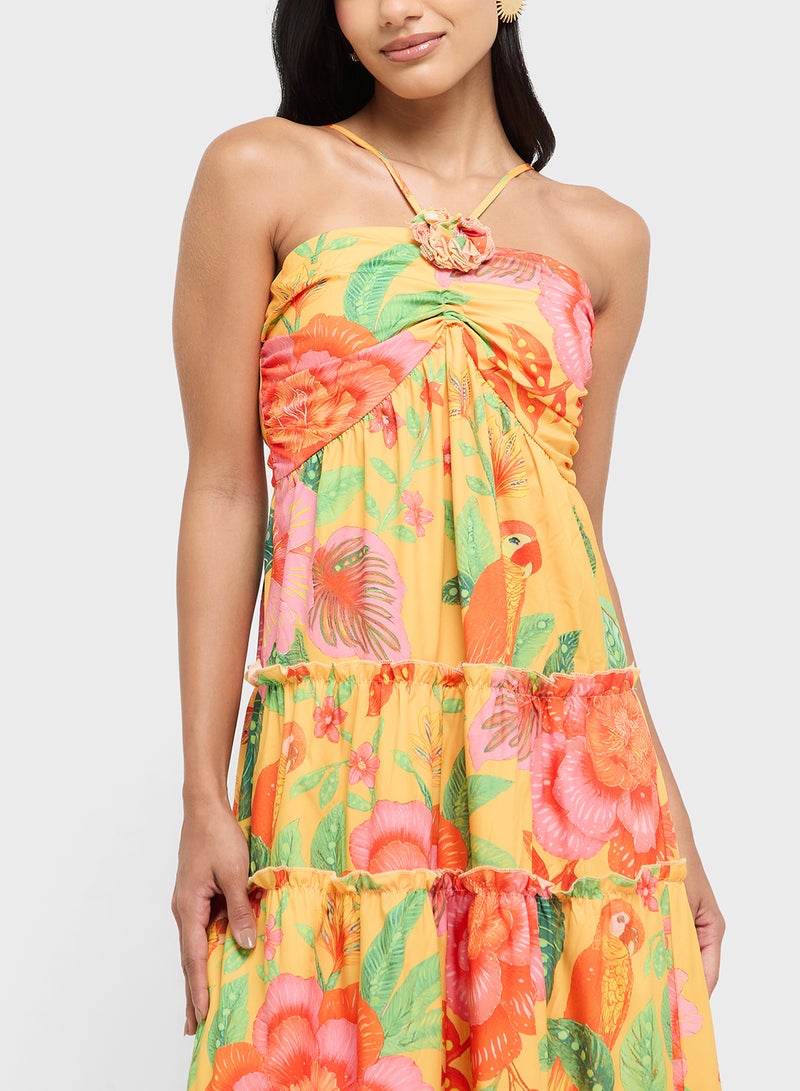 Ginger Halter Neck Floral Tiered Sundress  - Image 3