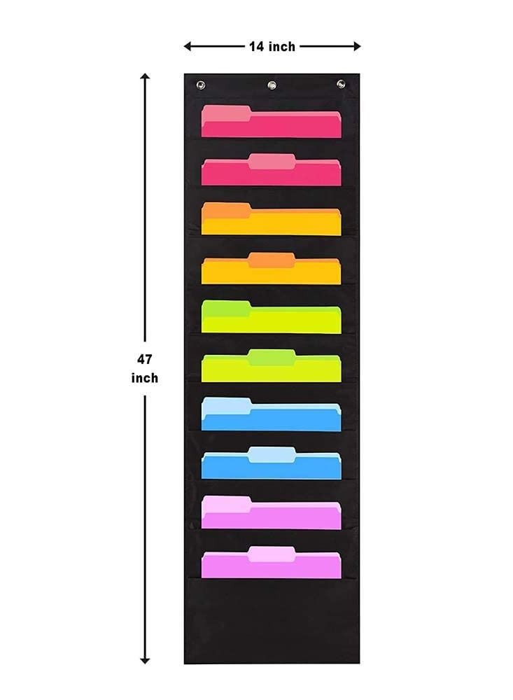 KASTWAVE 2 قطع من ملفات الحائط المعلقة، 20 جيب منظم لتخزين المخططات مع 6 روابط فوق الباب/الحائط، تنسيق أوراق المكتب للمجلات، ملفات، تنظيم المدرسة/المنزل/الفصول الدراسية - Image 2