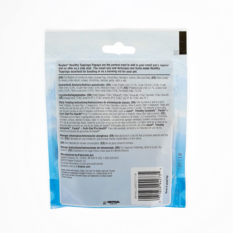 Kaytee Fiesta Healthy Toppings Papaya Treat For Small Animals, 2.5-Oz Bag - Image 2