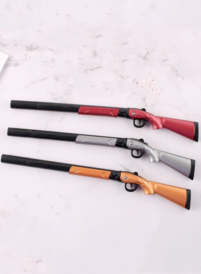 3 Pack Boys Sign Writing Creative Gel Pens School Season Students Writing New Deformable S686 Shotgun Appearance Pens Sniper Gun Pens with Replaceable Refills Red/Silver/Gold - Image 1