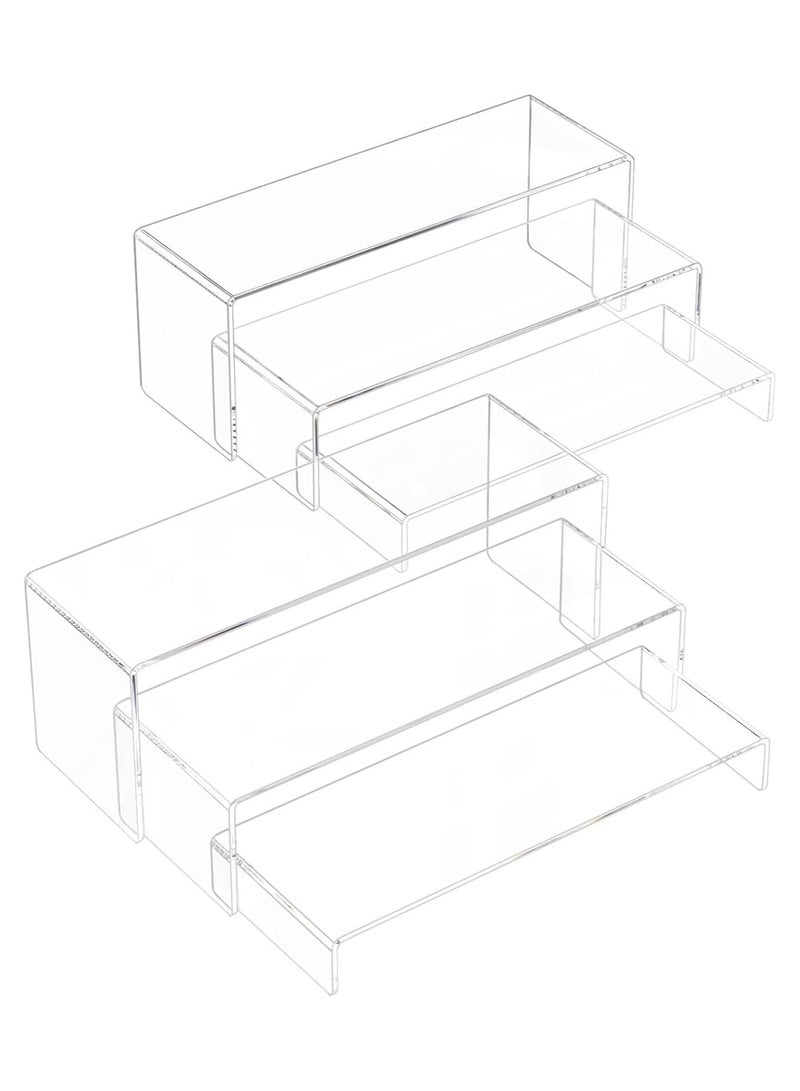 Slasa SLASA 6 Pcs Acrylic Display Risers – Clear Showcase Stand for Cupcakes, Buffet, Perfumes, Jewelry, Collectibles & Figures – Transparent Shelf Display for Retail & Home Use - Image 1