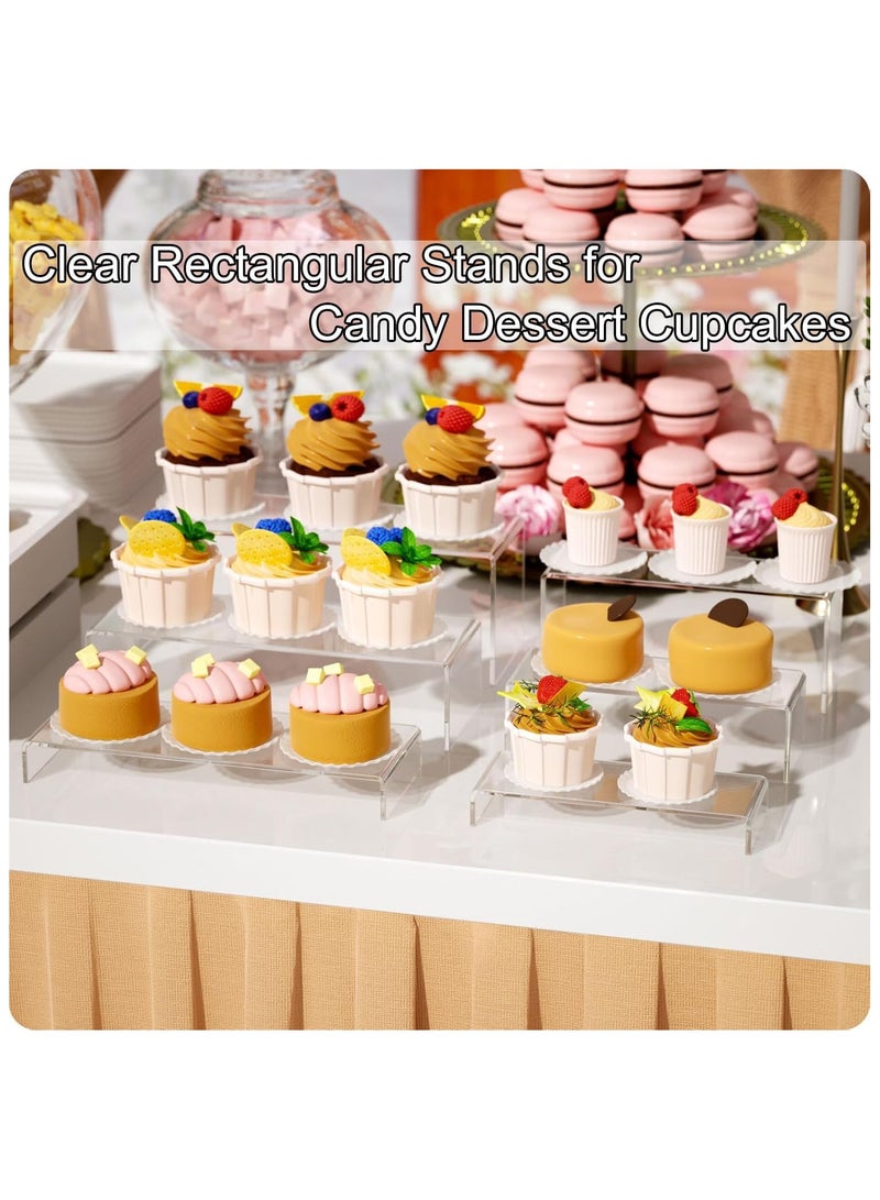 Slasa SLASA 6 Pcs Acrylic Display Risers – Clear Showcase Stand for Cupcakes, Buffet, Perfumes, Jewelry, Collectibles & Figures – Transparent Shelf Display for Retail & Home Use - Image 3