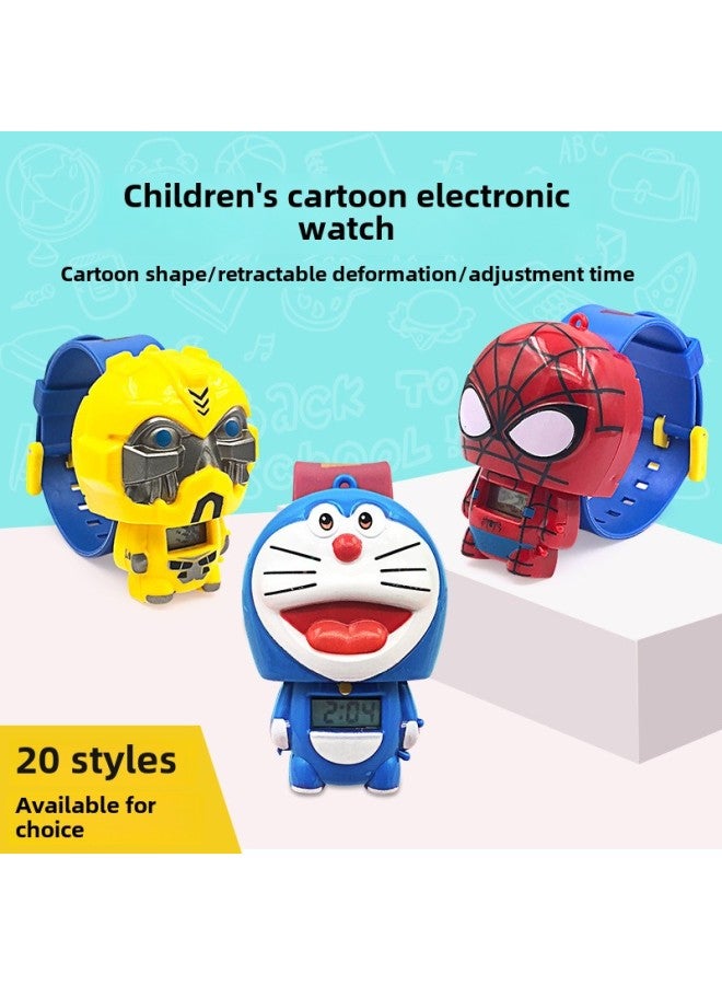 Children's Cartoon Toys Electronic Retractable Watch Deformation Anime Electronic Watch Boys Girls Toys Electronic Watches-Color:Opp Bagged Telescopic Hulk  - Image 3