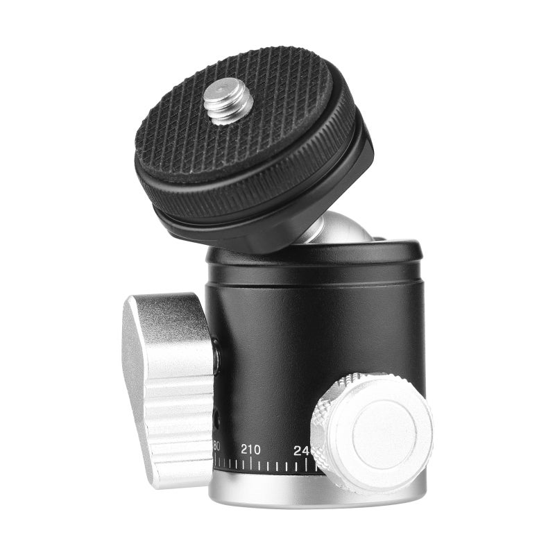 2-in-1 1/4 Screw Cold Shoe Mount Ball Head Dual Use Mini Ball Head 360° Rotatable Aluminum Alloy Ball Head for Camera Phone Holder Tripod - Image 1