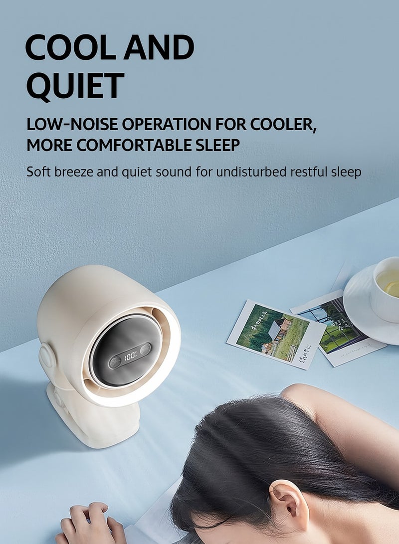 Portable Clip-On Circulation Fan GF15-J with LED Display, Silent Motor, 7200mAh Battery, Night Light – Black  - Image 4