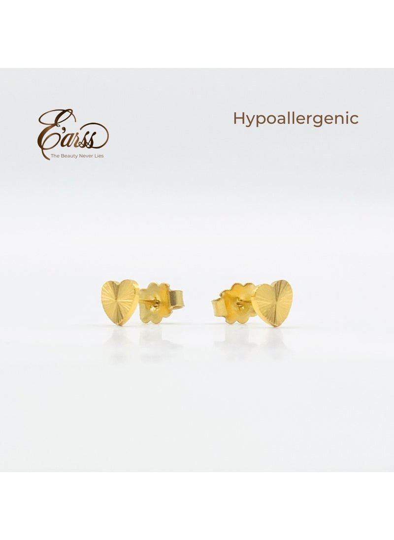 Earss Lined Heart Earring | Stainless Steel | 18K Gold Plated  - Image 3