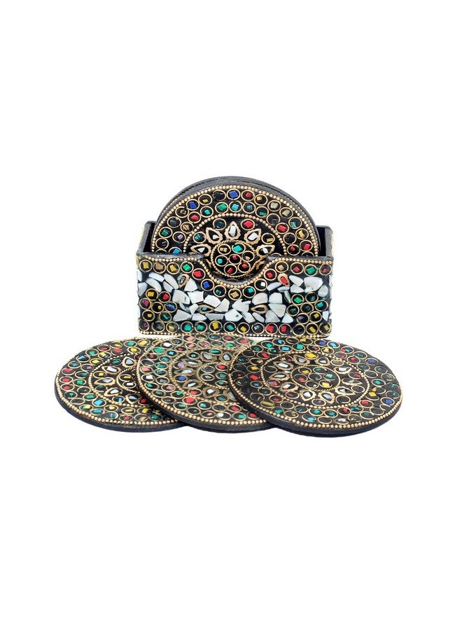 Skywalk Set of 6 Handcrafted Wooden Coasters with Stand,Ideal for Table Kitchen Rustic Bar Decoration,Tabletop Protection for Home, Office & Gifting Décor LK-23