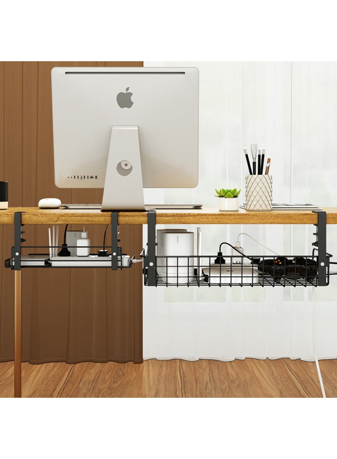 Under The Table Wire Management Rack Box Wire Storage Fixed Socket Wiring Artifact Creative Shielding Table Bottom Desktop Router-color:Widened Hook White Upgraded Extra Large Size (adjustable Version)