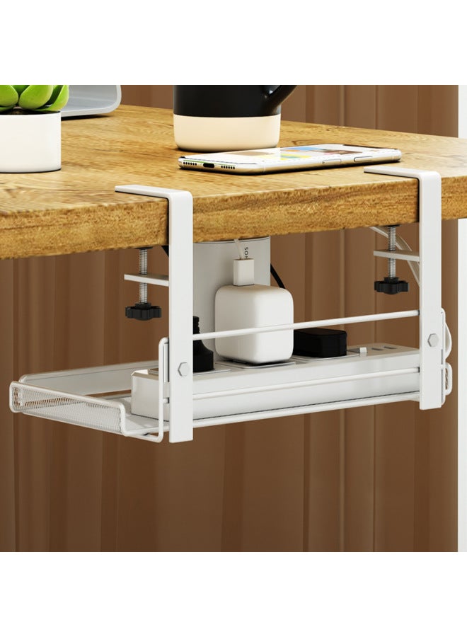 Under The Table Wire Management Rack Box Wire Storage Fixed Socket Wiring Artifact Creative Shielding Table Bottom Desktop Router-color:Widened Hook White Upgraded Extra Large Size (adjustable Version)