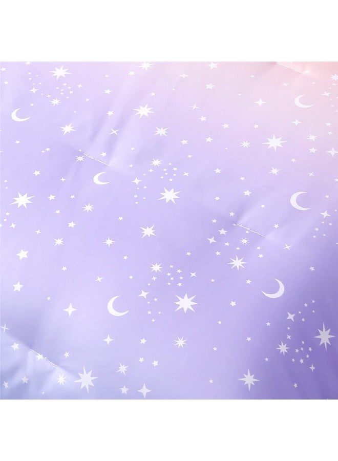 URBONUR 4 Piece Toddler Bedding Set for Girls Glitter Purple Orange Toddler Bedding Set Gradient Stars Print Girls Bedding Toddler Comforter Set - Image 4