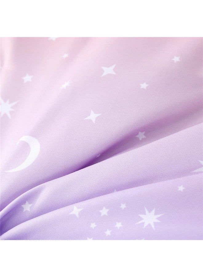 URBONUR 4 Piece Toddler Bedding Set for Girls Glitter Purple Orange Toddler Bedding Set Gradient Stars Print Girls Bedding Toddler Comforter Set - Image 5