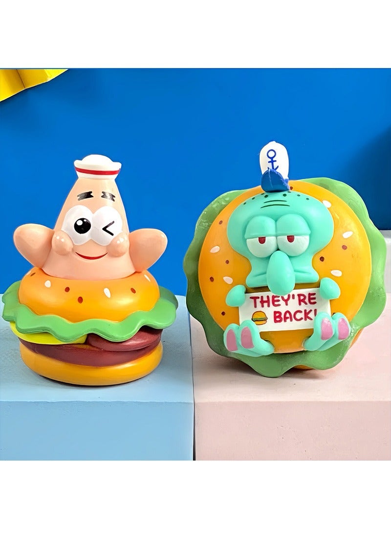 general 6 Pieces of SpongeBob SquarePants Delicious Crab Castle Image Toy Character Model Anime PVC Model Decorations Gifts Home Decoration, 10cm - Image 4